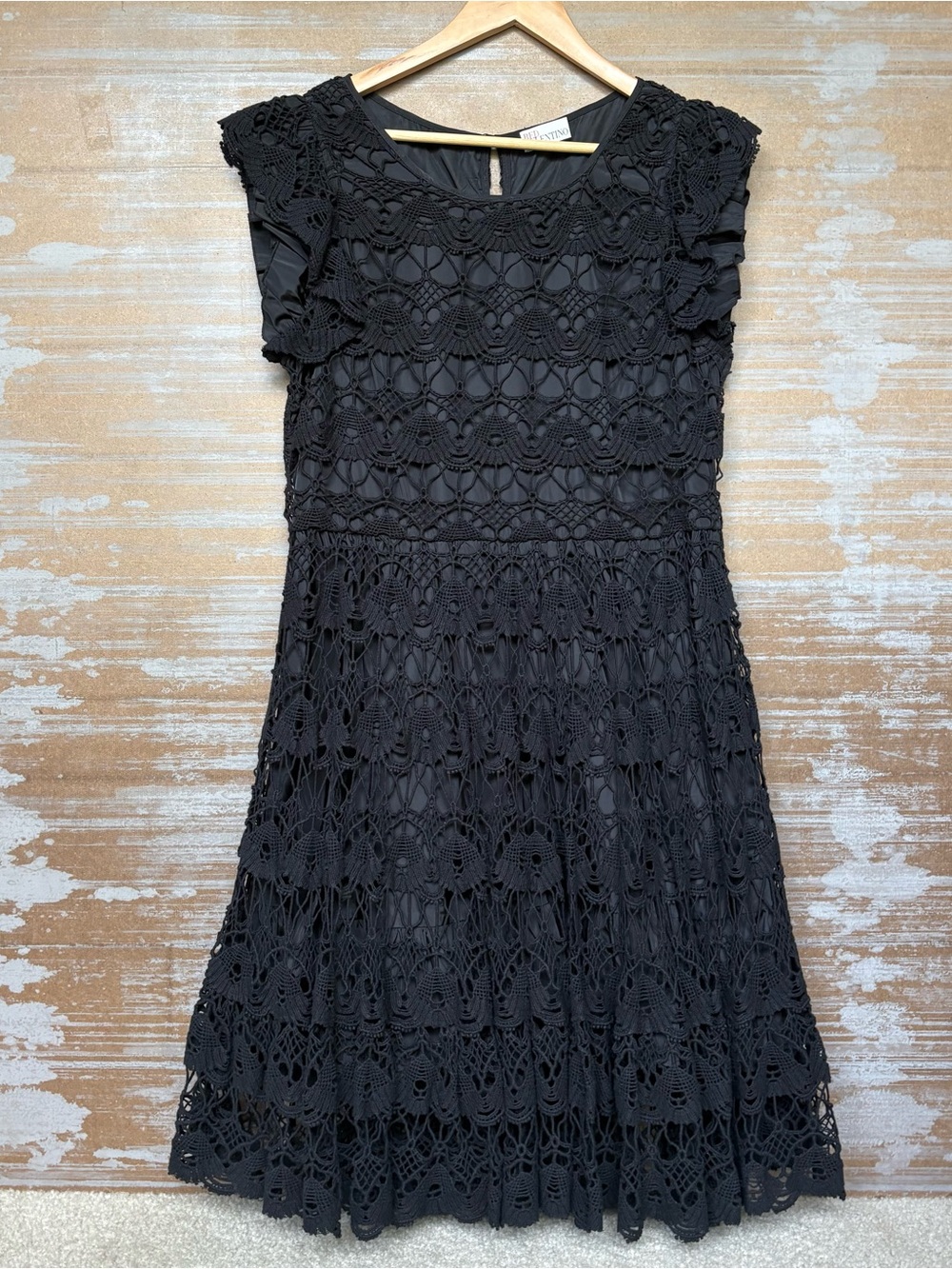 Red Valentino Lace Fit and Flare Dress Black Event Cocktail Preppy Womens L